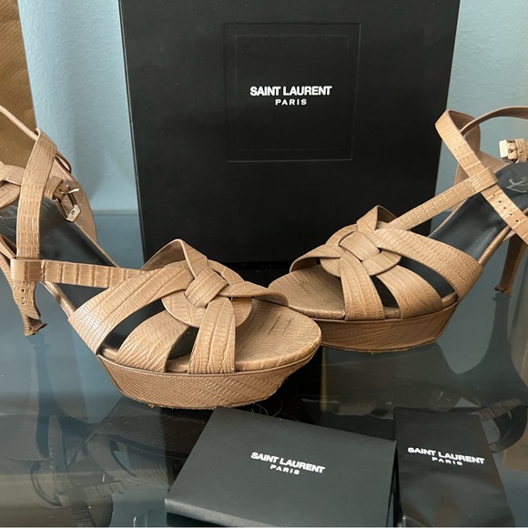 Saint Laurent T-Strap Platform Sandals - Picture 10 of 15